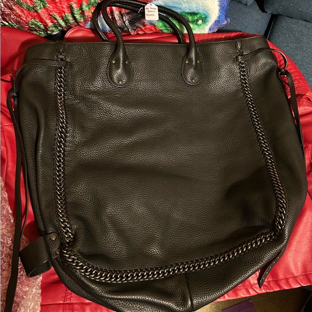 COACH RARE Tatum whipstitch Studded Black Leather Bag weekender 5 HANG TAGS EUC - Picture 4 of 15